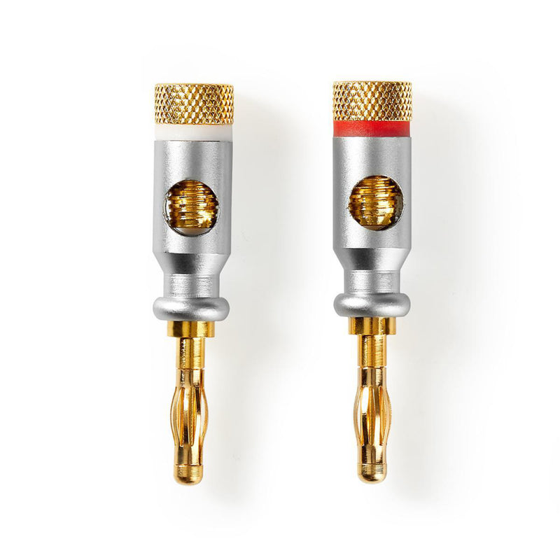 Nedis CAGC26900ME Banaanstekker Recht Male Verguld Schroef Diameter Kabelinvoer: 7.0 Mm Zink Legeri
