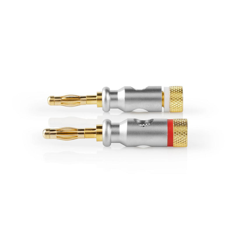Nedis CAGC26900ME Banaanstekker Recht Male Verguld Schroef Diameter Kabelinvoer: 7.0 Mm Zink Legeri