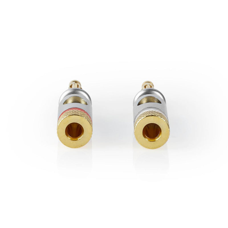 Nedis CAGC26900ME Banaanstekker Recht Male Verguld Schroef Diameter Kabelinvoer: 7.0 Mm Zink Legeri