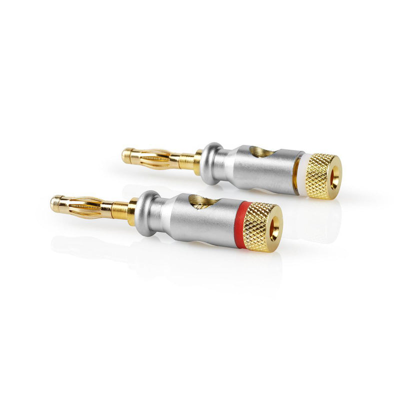 Nedis CAGC26900ME Banaanstekker Recht Male Verguld Schroef Diameter Kabelinvoer: 7.0 Mm Zink Legeri