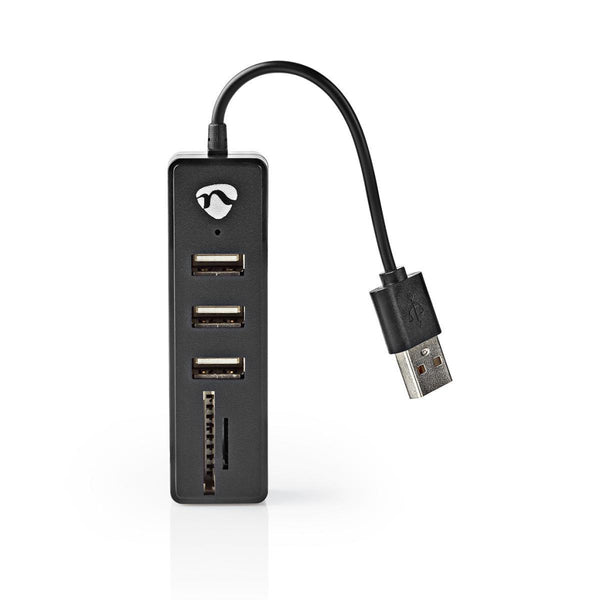 Nedis UHUBCU2320BK Usb-hub 3-poorts Usb 2.0 Cardreader Sd / Microsd Zwart