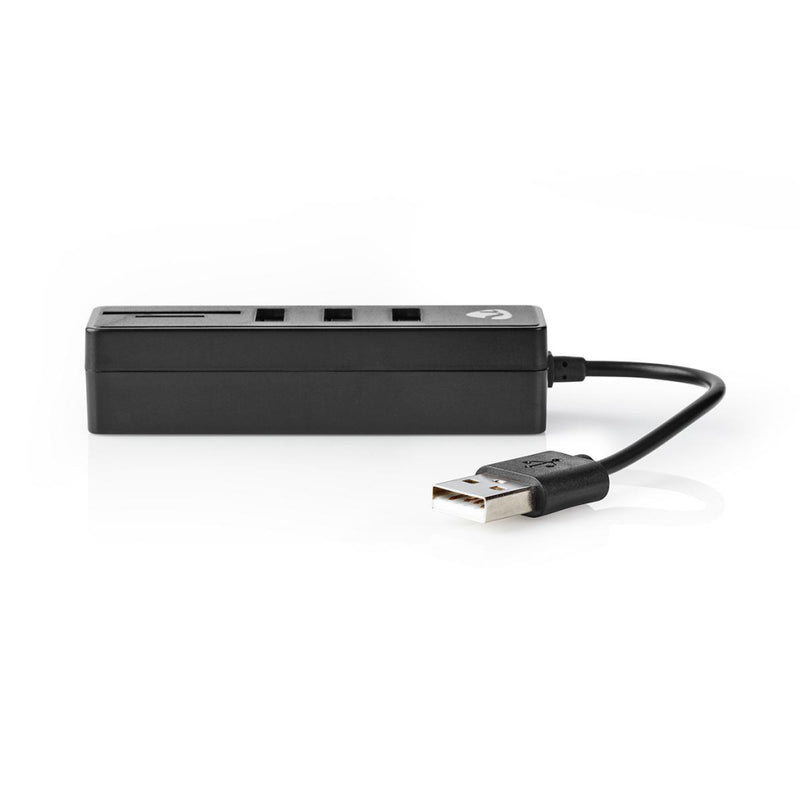 Nedis UHUBCU2320BK Usb-hub 3-poorts Usb 2.0 Cardreader Sd / Microsd Zwart