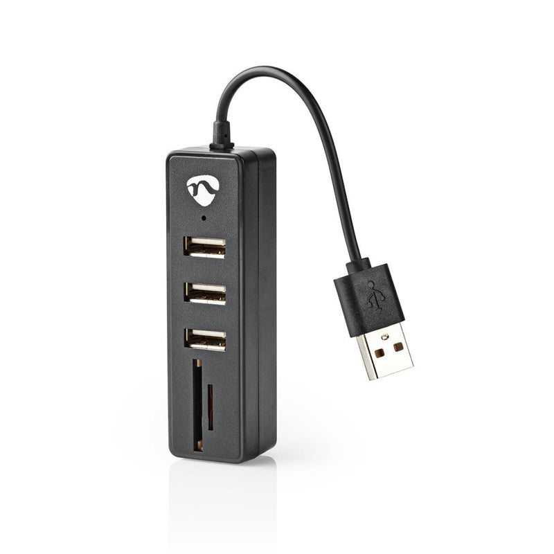 Nedis UHUBCU2320BK Usb-hub 3-poorts Usb 2.0 Cardreader Sd / Microsd Zwart