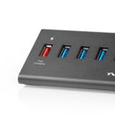 Nedis UHUBUP3510BK Usb-hub 5-poorts Usb 3.0 Met Externe Voeding Qc3.0 Oplaadpoort 5 Gbps Aluminium