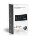 Nedis UHUBUP3510BK Usb-hub 5-poorts Usb 3.0 Met Externe Voeding Qc3.0 Oplaadpoort 5 Gbps Aluminium