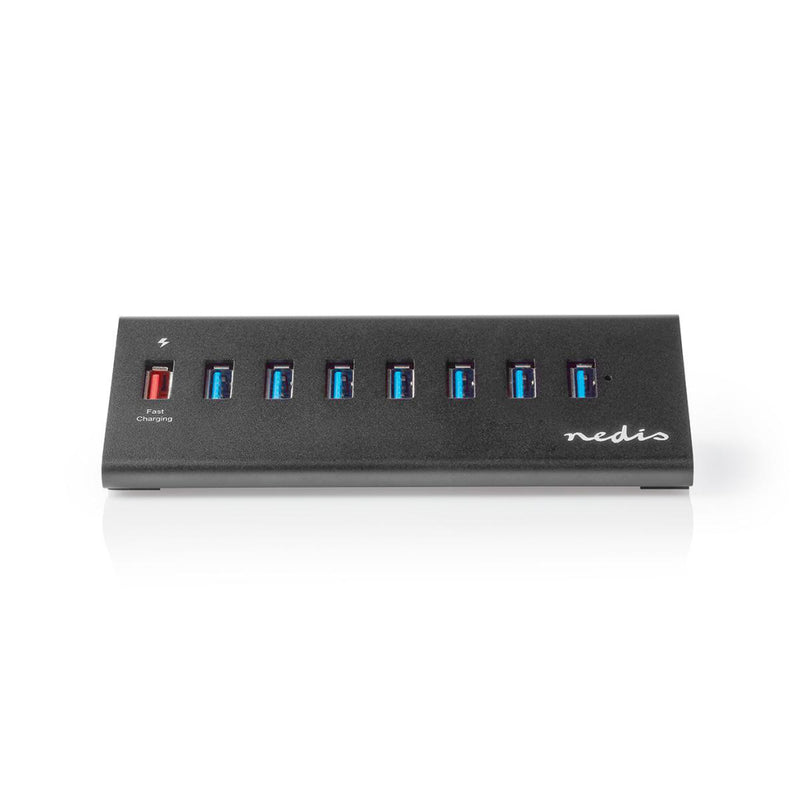 Nedis UHUBUP3810BK Usb-hub 8-poorts Usb 3.0 Met Externe Voeding Qc3.0 Oplaadpoort 5 Gbps