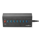 Nedis UHUBUP3810BK Usb-hub 8-poorts Usb 3.0 Met Externe Voeding Qc3.0 Oplaadpoort 5 Gbps