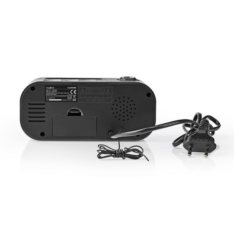 Nedis CLAR009BK Digitale Projectie Klokradio Met Alarm 0,9" Led Fm Dubbel Alarm Sluimerknop