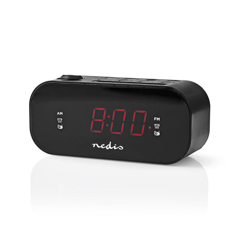 Nedis CLAR009BK Digitale Projectie Klokradio Met Alarm 0,9" Led Fm Dubbel Alarm Sluimerknop