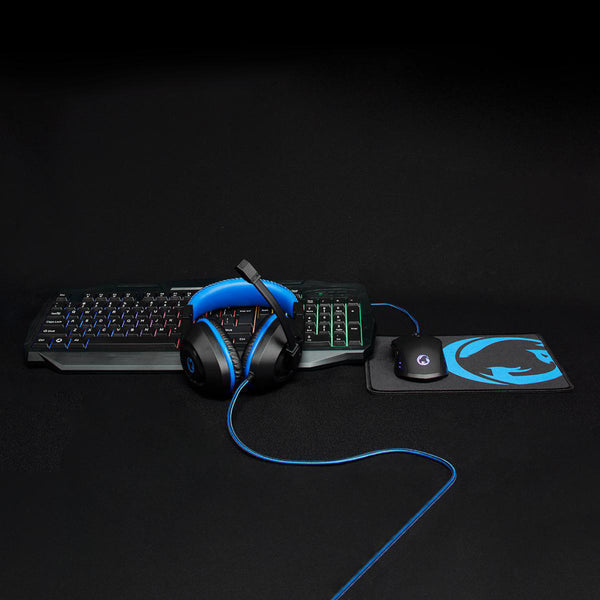 Nedis GCK41100BKND Gaming Combo Kit 4 In 1 Toetsenbord, Koptelefoon, Muis, Muismat