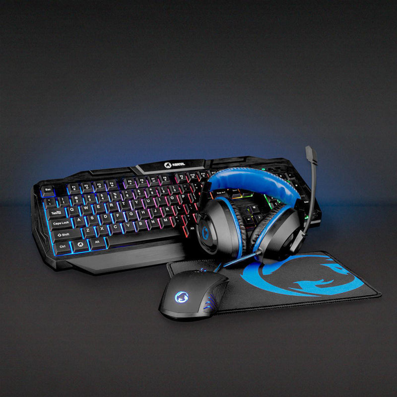 Nedis GCK41100BKND Gaming Combo Kit 4 In 1 Toetsenbord, Koptelefoon, Muis, Muismat