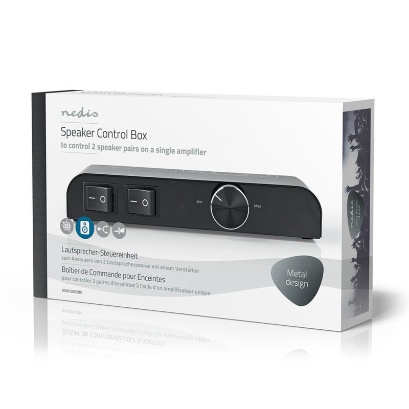 Nedis ASWI2652BK Luidsprekerschakelaar 2 Poorten Banana Volume Control Zwart