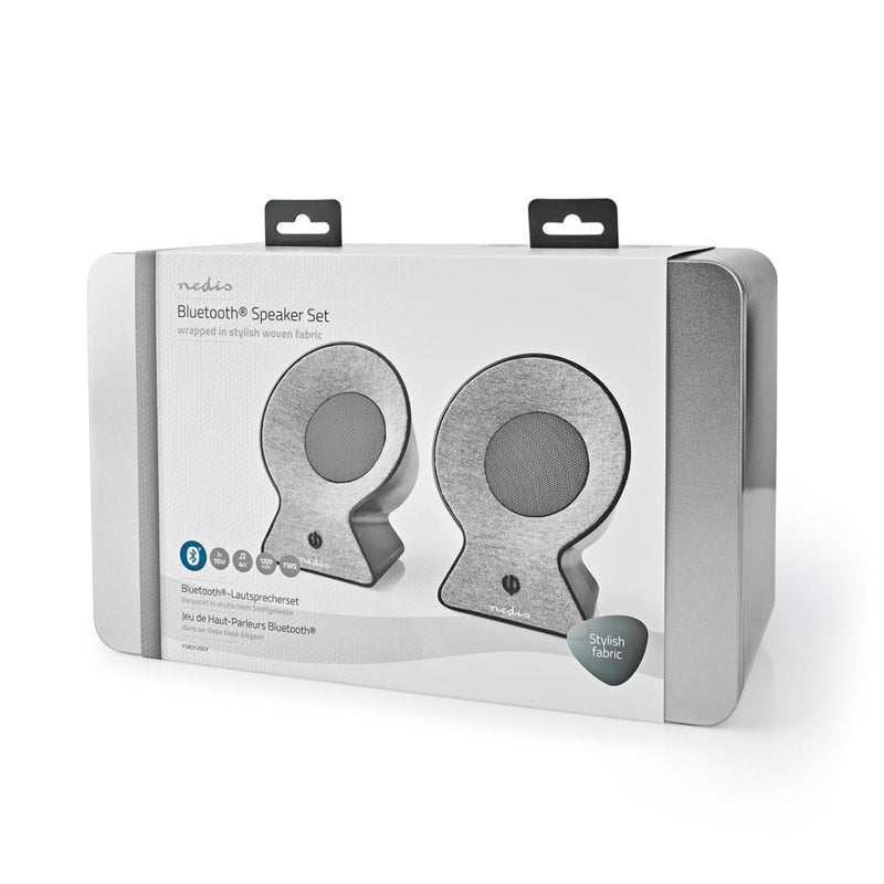Nedis FSBS120GY Bluetooth&reg;-speakerset Met Geweven Stof Bekleed 2x 15 W Tot 4 Uur Speeltijd True