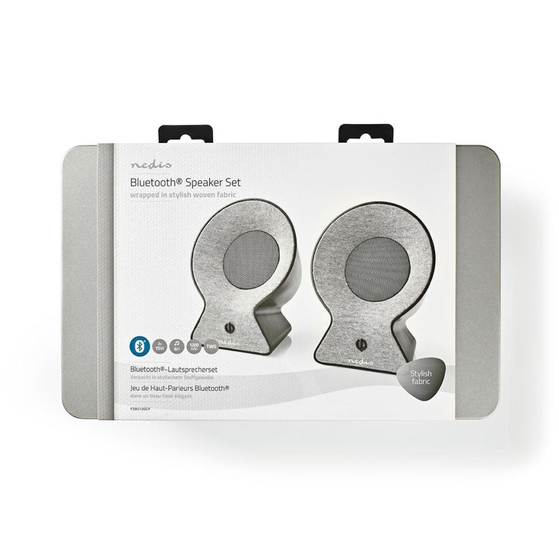 Nedis FSBS120GY Bluetooth&reg;-speakerset Met Geweven Stof Bekleed 2x 15 W Tot 4 Uur Speeltijd True