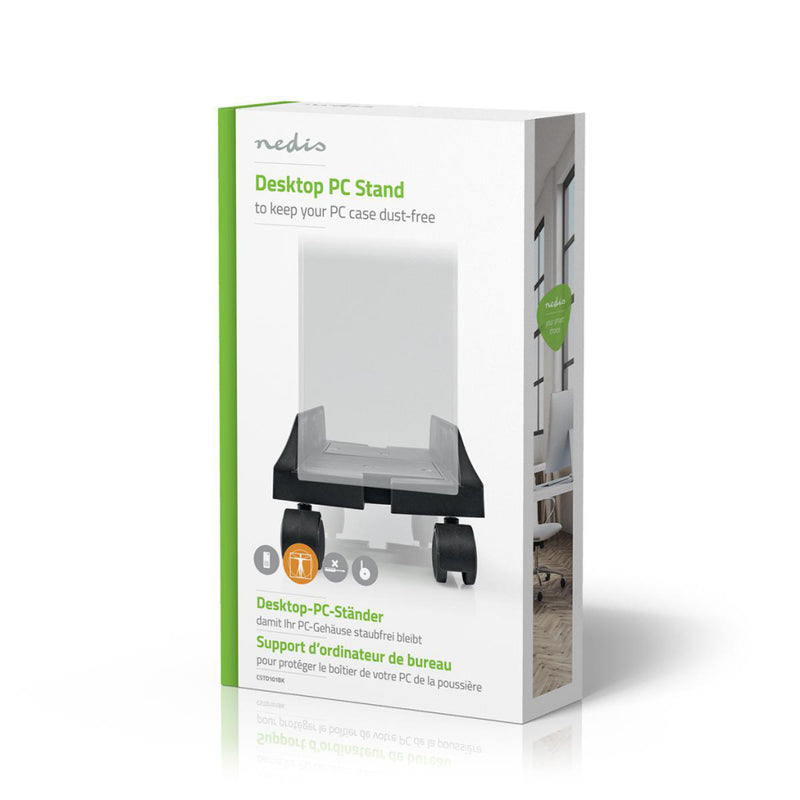 Nedis CSTD101BK Desktop-pc Standaard Verstelbare Breedte 4 Zwenkwieltjes Met Rem
