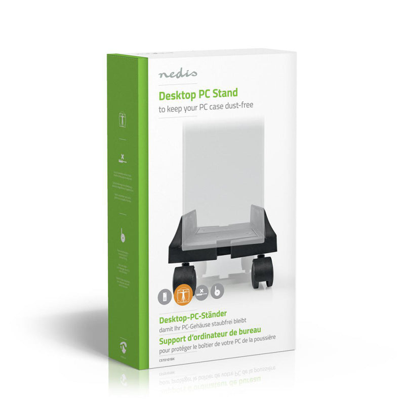 Nedis CSTD101BK Desktop-pc Standaard Verstelbare Breedte 4 Zwenkwieltjes Met Rem