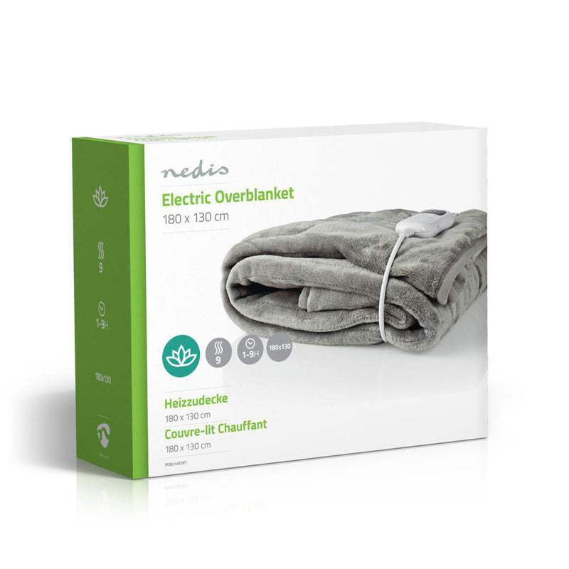 Nedis PEBL140CWT Elektrische Deken Bovendeken 180 X 130 Cm 9 Warmtestanden Indicatorlampje Overheat