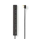 Nedis EXS630G2BK Stekkerdoos 6-wegs 3,0 M Zwart Uk