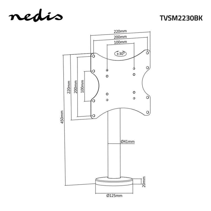 Nedis TVSM2230BK Tv Mount Swivel Bolt-down Desktop 23 - 43&quot; Max. 50 Kg +/- 30&deg; Swivel Rang