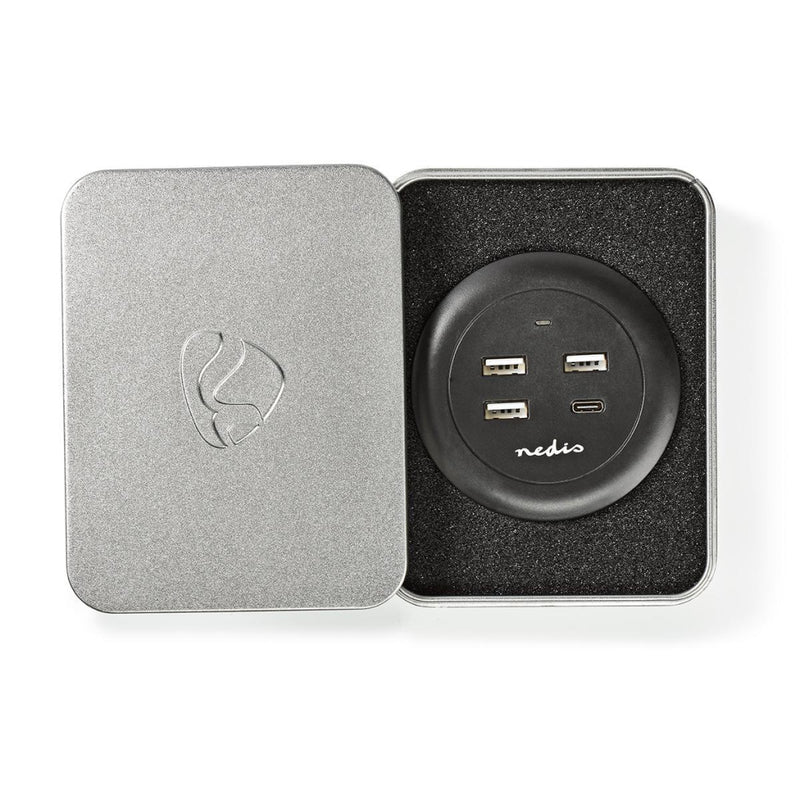 Nedis FSCSPD100GY Stoffen Tafellader Voor Het Hele Gezin 3x Usb 2.1 A (max.) 1x Usb C&trade; 30 W P