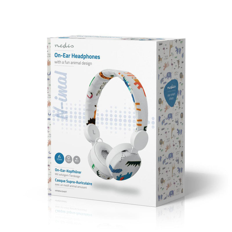 Nedis HPWD4104WT Bedrade Koptelefoon 1,2 M Ronde Kabel On-ear Olifant Wit