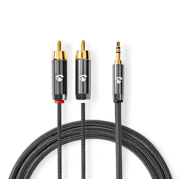 Nedis CATB22200GY20 Stereo-audiokabel 3,5 Mm Male - 2x Rca Male Gun Metal Grey Gevlochten Kabel