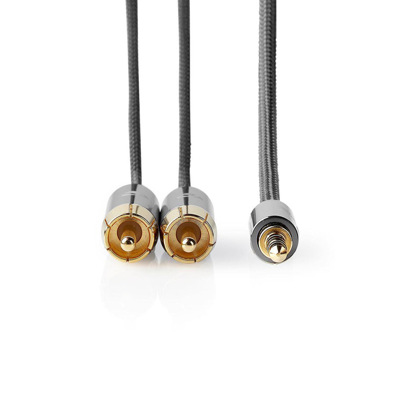 Nedis CATB22200GY20 Stereo-audiokabel 3,5 Mm Male - 2x Rca Male Gun Metal Grey Gevlochten Kabel