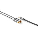 Nedis CATB22200GY20 Stereo-audiokabel 3,5 Mm Male - 2x Rca Male Gun Metal Grey Gevlochten Kabel