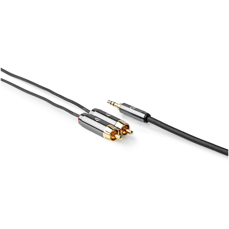 Nedis CATB22200GY20 Stereo-audiokabel 3,5 Mm Male - 2x Rca Male Gun Metal Grey Gevlochten Kabel