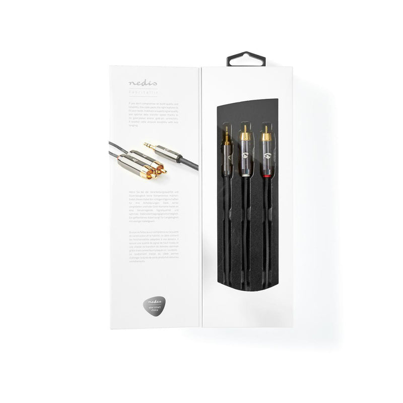 Nedis CATB22200GY20 Stereo-audiokabel 3,5 Mm Male - 2x Rca Male Gun Metal Grey Gevlochten Kabel