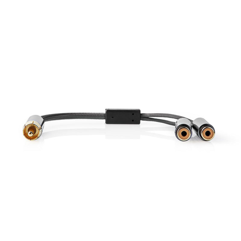 Nedis CATB24010GY02 Stereo-audiokabel Rca Male - 2x Rca Female Gun Metal Grey Gevlochten Kabel