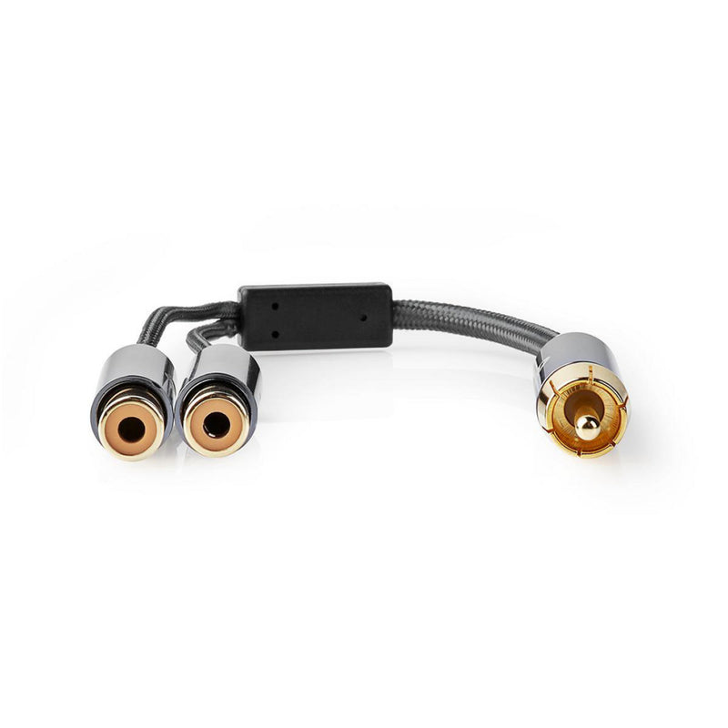 Nedis CATB24010GY02 Stereo-audiokabel Rca Male - 2x Rca Female Gun Metal Grey Gevlochten Kabel