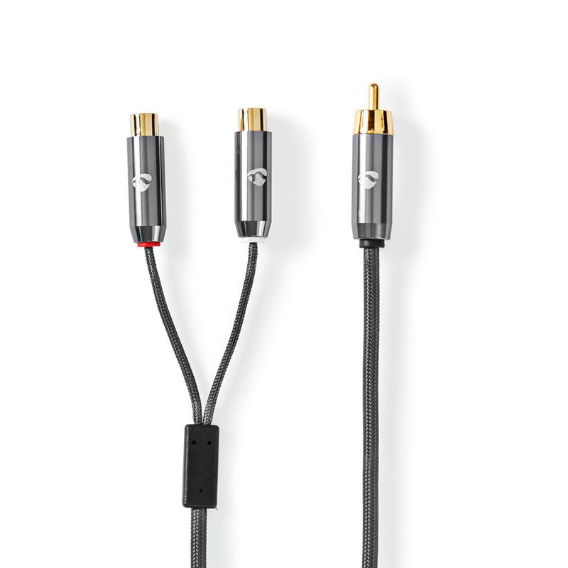 Nedis CATB24010GY02 Stereo-audiokabel Rca Male - 2x Rca Female Gun Metal Grey Gevlochten Kabel
