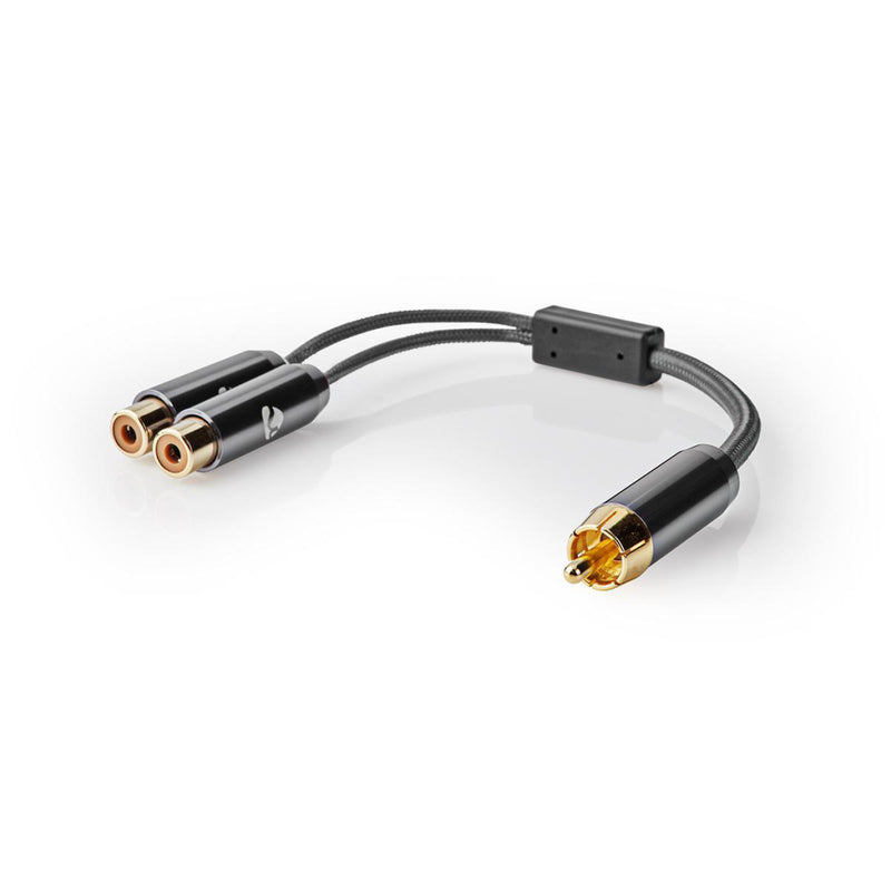 Nedis CATB24010GY02 Stereo-audiokabel Rca Male - 2x Rca Female Gun Metal Grey Gevlochten Kabel