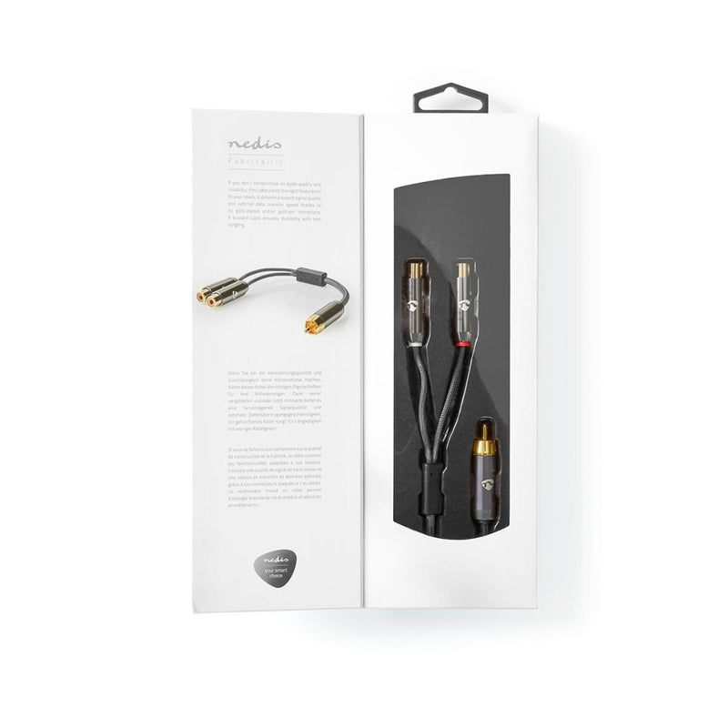 Nedis CATB24010GY02 Stereo-audiokabel Rca Male - 2x Rca Female Gun Metal Grey Gevlochten Kabel