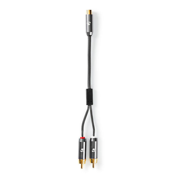 Nedis CATB24020GY02 Subwooferkabel 2x Rca Male - Rca Female Gun Metal Grey Gevlochten Kabel