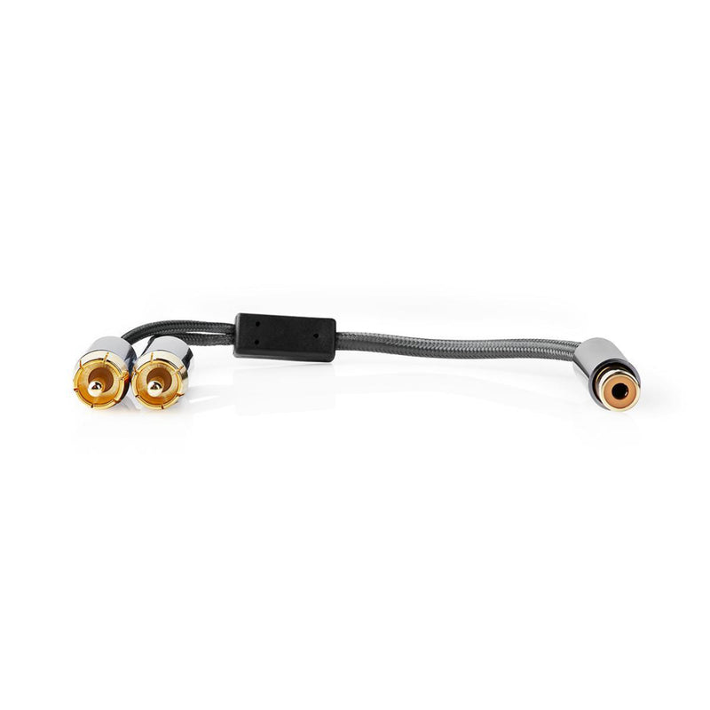 Nedis CATB24020GY02 Subwooferkabel 2x Rca Male - Rca Female Gun Metal Grey Gevlochten Kabel