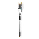 Nedis CATB24020GY02 Subwooferkabel 2x Rca Male - Rca Female Gun Metal Grey Gevlochten Kabel