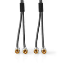 Nedis CATB24200GY20 Stereo-audiokabel 2x Rca Male 2x Rca Male Verguld 2.00 M Rond Grijs / Gun Metal