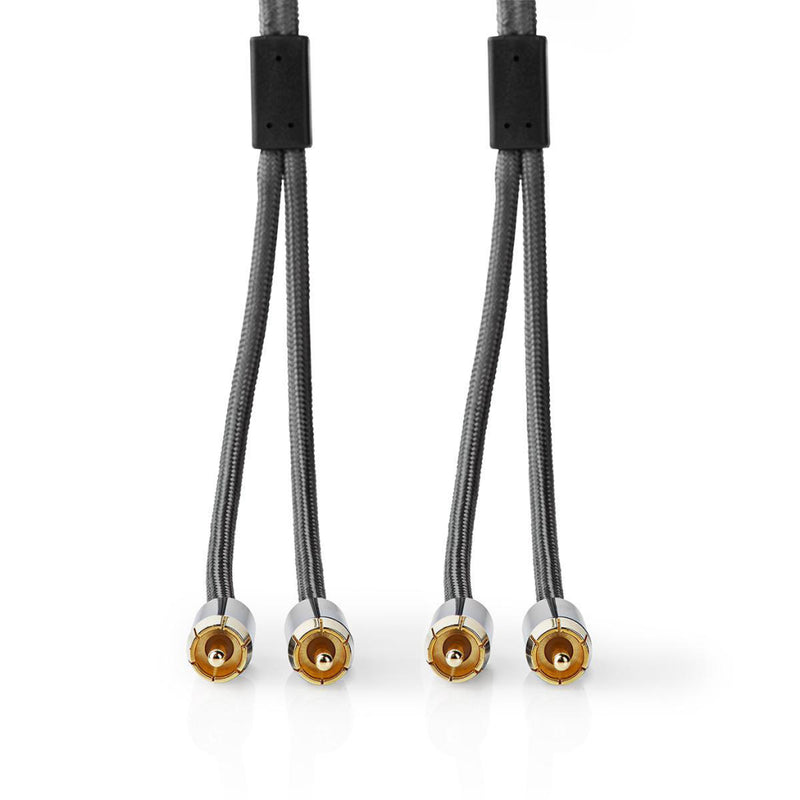 Nedis CATB24200GY30 Stereo-audiokabel 2x Rca Male - 2x Rca Male Gun Metal Grey Gevlochten Kabel