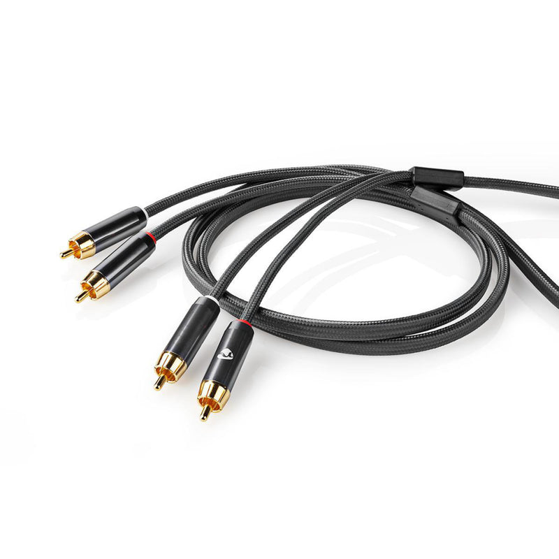 Nedis CATB24200GY30 Stereo-audiokabel 2x Rca Male - 2x Rca Male Gun Metal Grey Gevlochten Kabel