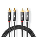 Nedis CATB24200GY50 Stereo-audiokabel 2x Rca Male - 2x Rca Male Gun Metal Grey Gevlochten Kabel
