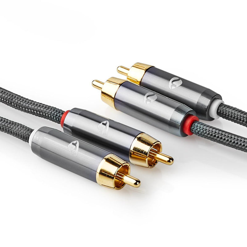 Nedis CATB24200GY50 Stereo-audiokabel 2x Rca Male - 2x Rca Male Gun Metal Grey Gevlochten Kabel