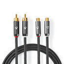 Nedis CATB24205GY20 Stereo-audiokabel 2x Rca Male - 2x Rca Female Gun Metal Grey Gevlochten Kabel