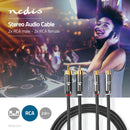 Nedis CATB24205GY20 Stereo-audiokabel 2x Rca Male - 2x Rca Female Gun Metal Grey Gevlochten Kabel