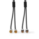 Nedis CATB24205GY20 Stereo-audiokabel 2x Rca Male - 2x Rca Female Gun Metal Grey Gevlochten Kabel