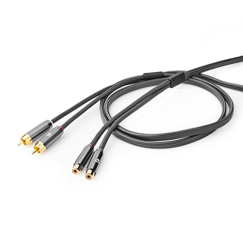 Nedis CATB24205GY20 Stereo-audiokabel 2x Rca Male - 2x Rca Female Gun Metal Grey Gevlochten Kabel