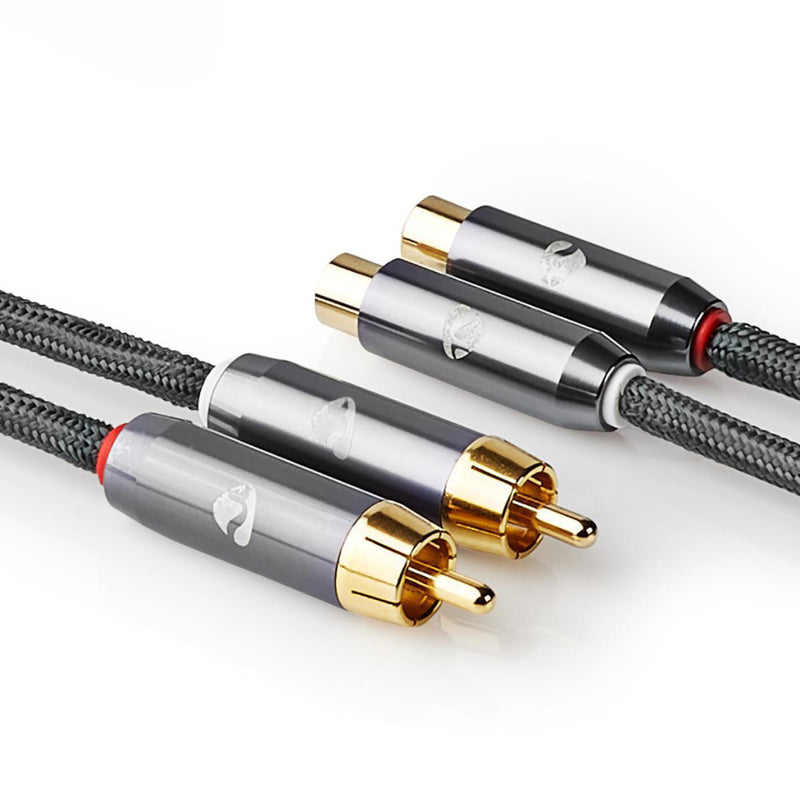 Nedis CATB24205GY20 Stereo-audiokabel 2x Rca Male - 2x Rca Female Gun Metal Grey Gevlochten Kabel