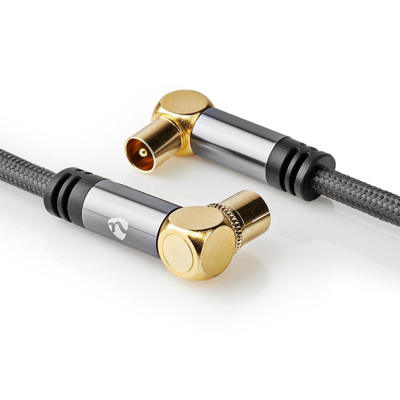 Nedis CSTB40015WT20 Coaxkabel 100 Db Iec (coax) Male - Iec (coax) Female Gun Metal Grey Gevlochten