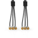 Nedis CVTB24300GY20 Composiet Videokabel 3x Rca Male - 3x Rca Male Gun Metal Grey Gevlochten Kabel